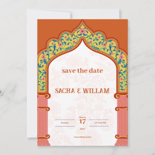 Moderne Orange Wedding Einladung (Vorderseite)