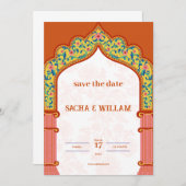 Moderne Orange Wedding Einladung (Vorne/Hinten)