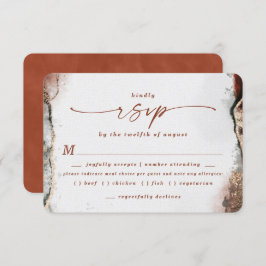 Moderne Orange Wedding Meal Choice RSVP Karte