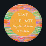 Moderne Orange Wedding rettet das Datum Magnet<br><div class="desc">Lebhaftes,  bezauberndes,  rustikales,  handgemaltes Marmormuster in trendigen,  hellen Farben. Trendrote,  grüne und orangefarbene,  moderne Kunst Hochzeit Speichern Sie die Date-Einladung.</div>