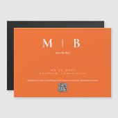 Moderne Orange Wedding rettet das Datum Magneteinladung (Vorne/Hinten)