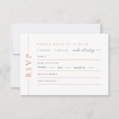 Moderne Orange Wedding RSVP Reply Card Wahlmöglich Karte (Vorderseite)