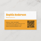 Moderne orange wellige Schachbrett-QR-Code Visitenkarte (Rückseite)