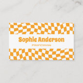 Moderne orange wellige Schachbrett-QR-Code Visitenkarte (Vorderseite)