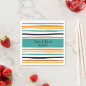 Moderne Orange White Striped Halloween Hochzeit Serviette (Beispiel)