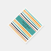 Moderne Orange White Striped Halloween Hochzeit Serviette (Ecke)