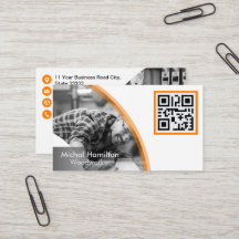 Moderne Orange Woodworker Business Card