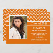 Moderne Orange Zickzack Foto Graduation Party Einladung (Vorne/Hinten)