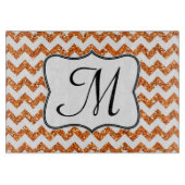 Moderne Orange Zickzack Monogram Glasschneidplatte Schneidebrett (Vorderseite)