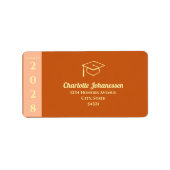 Moderne Orangefarbene Abschluss-Adresse Adressaufkleber (Vorne)