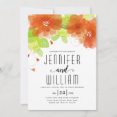 Moderne orangefarbene Blume, Blumenhochzeit Einladung (Vorderseite)