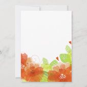 Moderne orangefarbene Blume, Blumenhochzeit Einladung (Rückseite)