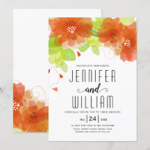 Moderne orangefarbene Blume, Blumenhochzeit