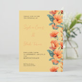 Moderne orangefarbene Blume fallen gelbe Hochzeit Einladung (Stehend Vorderseite)