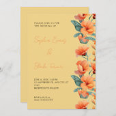 Moderne orangefarbene Blume fallen gelbe Hochzeit Einladung (Vorne/Hinten)