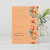 Moderne Orangefarbene Blume fallen Orange Wedding Einladung (Stehend Vorderseite)