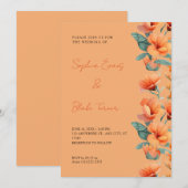 Moderne Orangefarbene Blume fallen Orange Wedding Einladung (Vorne/Hinten)