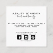 Moderne Orangefarbene Blume Muster Frauenplatz Quadratische Visitenkarte (Rückseite)