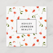 Moderne Orangefarbene Blume Muster Frauenplatz Quadratische Visitenkarte (Vorderseite)