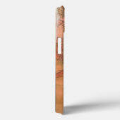 Moderne orangefarbene Blütendrucke auf gestreiftem Case-Mate iPhone Hülle (Rückseite / Rechts)