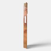 Moderne orangefarbene Blütendrucke auf gestreiftem Case-Mate iPhone Hülle (Rückseite / Rechts)