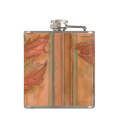 Moderne orangefarbene Blütendrucke auf gestreiftem Flachmann (Rückseite)