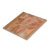 Moderne orangefarbene Blütendrucke auf gestreiftem Fliese (Seite)