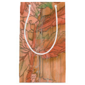 Moderne orangefarbene Blütendrucke auf gestreiftem Kleine Geschenktüte (Vorderseite)