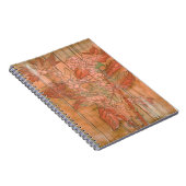 Moderne orangefarbene Blütendrucke auf gestreiftem Notizblock (Rechte Seite)