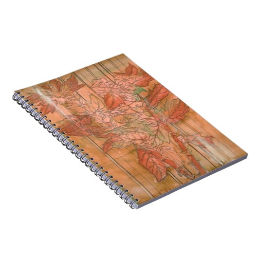 Moderne orangefarbene Blütendrucke auf gestreiftem Notizblock (Rechte Seite)