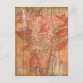 Moderne orangefarbene Blütendrucke auf gestreiftem Postkarte (Vorderseite)