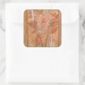 Moderne orangefarbene Blütendrucke auf gestreiftem Quadratischer Aufkleber (Tasche)