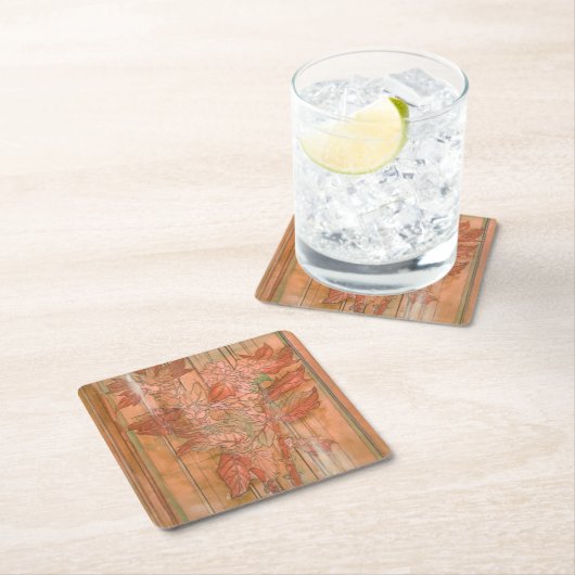 Moderne orangefarbene Blütendrucke auf gestreiftem Rechteckiger Pappuntersetzer (Vor Ort)