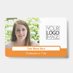 Moderne Orangefarbene Farbblock-Profi-Foto-Name Ausweis