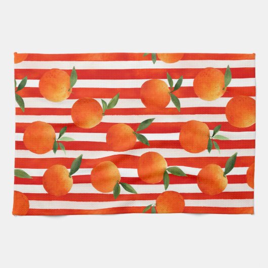 Moderne orangefarbene Früchte Geschirrtuch (Horizontal)