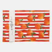 Moderne orangefarbene Früchte Musterschrift Geschirrtuch (Horizontal)