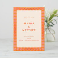 Moderne orangefarbene geometrische Hochzeit im Mit
