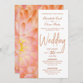 Moderne Orangefarbene Hochzeit Einladung (Vorne/Hinten)