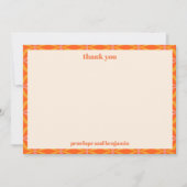 Moderne Orangefarbene Hochzeit im Mittelalter Dankeskarte (Vorderseite)