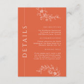 Moderne Orangefarbene Hochzeitsdetails einfügen Begleitkarte (Vorderseite)