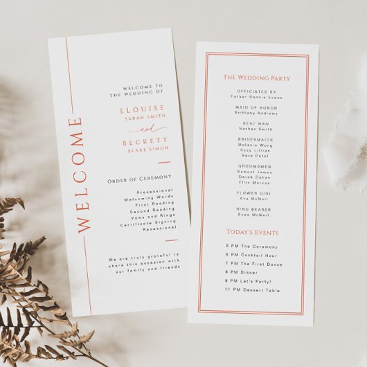 Moderne orangefarbene Hochzeitskarte