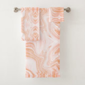 Moderne, orangefarbene Imitat mit Marmorstruktur Badhandtuch Set (Insitu)