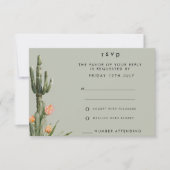 Moderne orangefarbene Kakteen Wedding RSVP Card Einladung (Vorderseite)