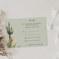 Moderne orangefarbene Kakteen Wedding RSVP Card