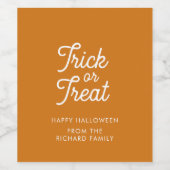 Moderne Orangefarbene Kalligraphie Weinetikett (Einzelnes Label)