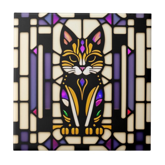 Moderne Orangefarbene Katze - Illustration Fliese (Vorderseite)