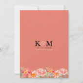 Moderne orangefarbene Korallen rosa florale elegan Einladung (Rückseite)