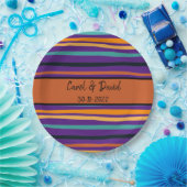 Moderne Orangefarbene Lila Halloween-Hochzeit Pappteller (Party)