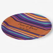 Moderne Orangefarbene Lila Halloween-Hochzeit Pappteller (Schrägansicht)