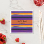 Moderne Orangefarbene Lila Halloween-Hochzeit Serviette (Beispiel)